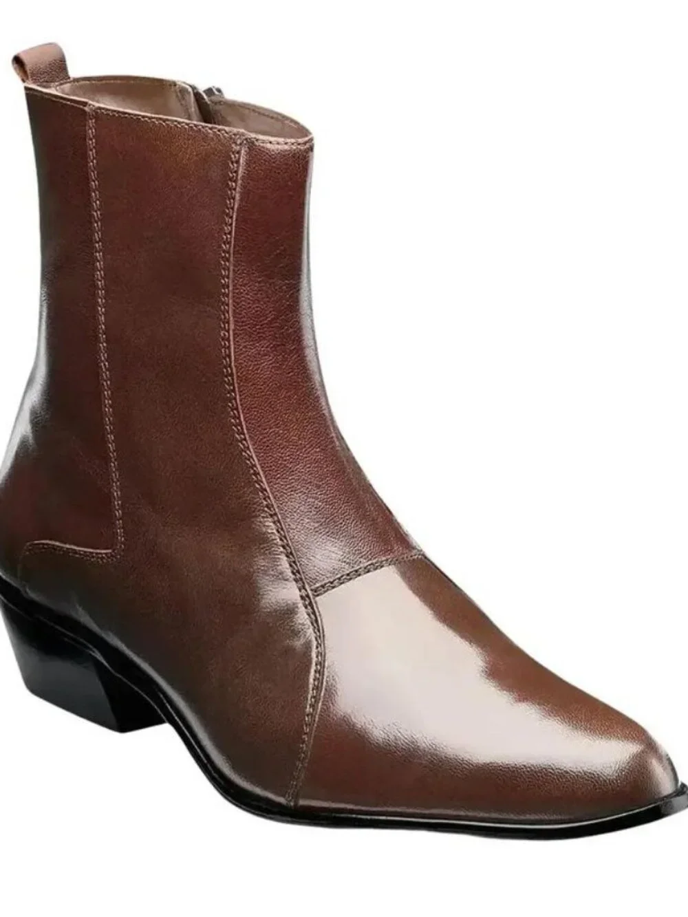 Stacy Adams Men's Santos Plain-Toe Side Zipper Boot Cognac Leather Size 11 NEW